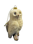 Snowy Owl Rustic Great White Barn Barred Woodland Winter Hedwig Glass Ornament — photo 1