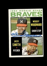 Woody Woodward & Jack Smith 1964 Topps Braves authentic autographed card