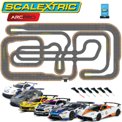 SCALEXTRIC Digital Bundle SL16 ARC PRO JadlamRacing Layout with 6 Cars ...