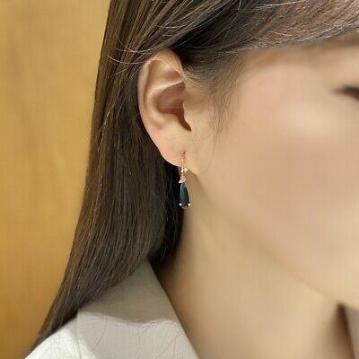 New Korean Women Fashion Earring Stud Blue Waterdrop Glass Cubic Drop  Earrings | eBay