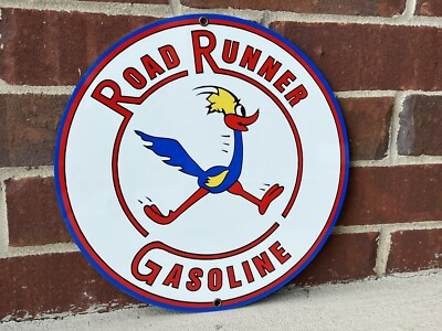 #ad Road Runner gasoline oil sign man cave advertising round $23.00