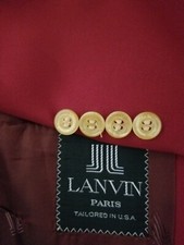 40L Tall ICONIC Vintage 70s Lanvin Paris Red poly wool Blazer Coat Jacket