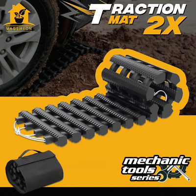 2 Pcs Portable Recovery Vehicle Off-Road Traction Mat Tires Ladder for Emergency