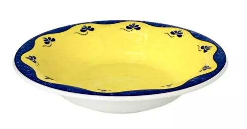 VTG Quadrifoglio Ceramica Italy QUD2 Yellow Flowers Rim Soup Bowl NEW