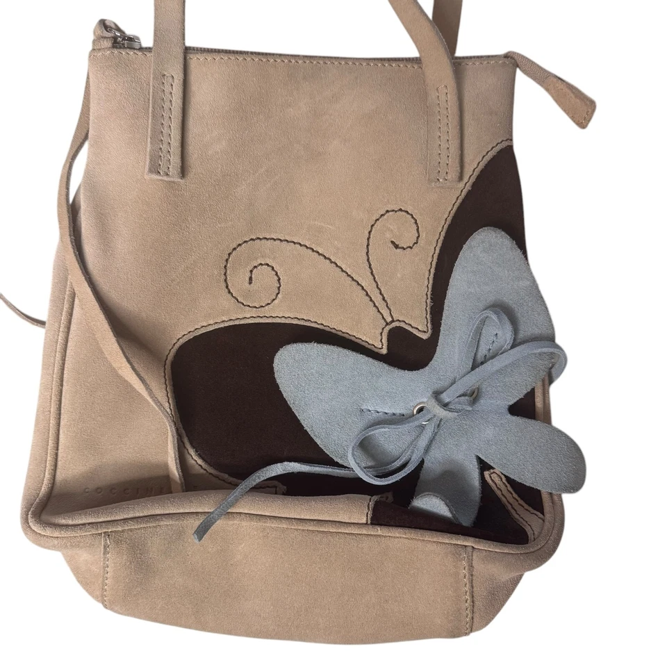 Bolso Cartera Coccinelle Gamuza Mariposa Doble Asa Azul Tostado bv Foto 2 de 4