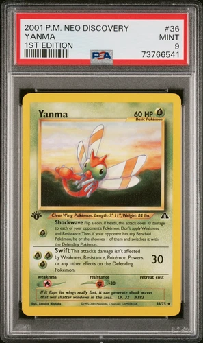Pokémon TCG Yanma Neo Discovery 2001 36 Regular 1st Edition Rare PSA 9 MINT