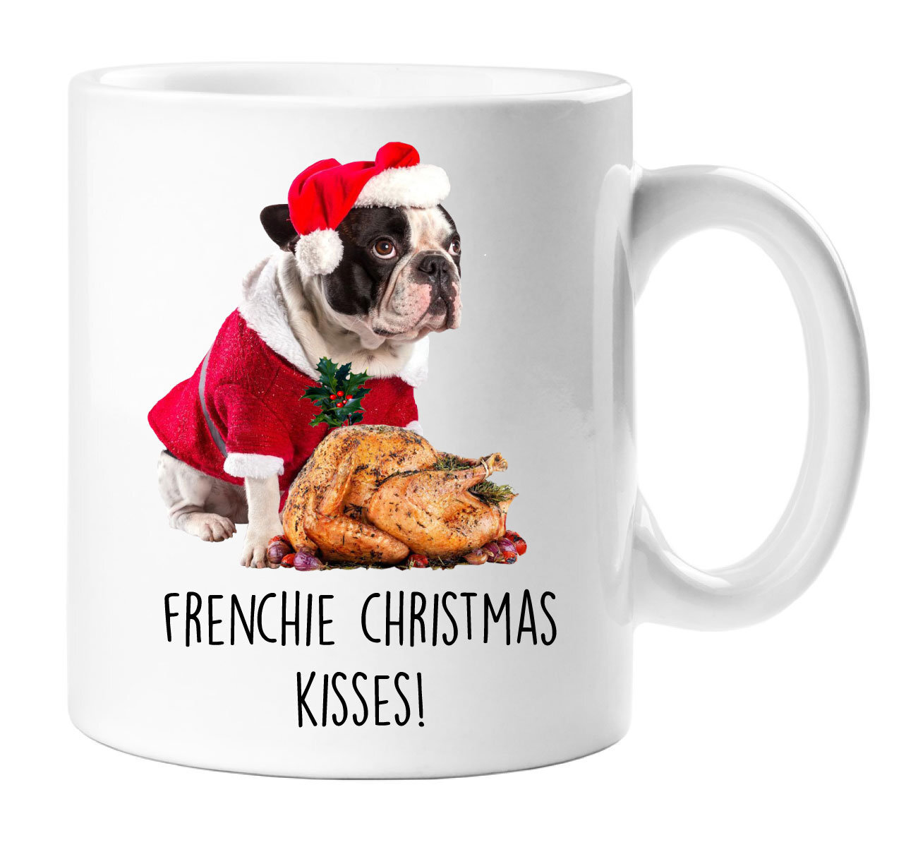 French Bulldog Christmas Mug with Turkey Frenchie Kisses Pet Gift