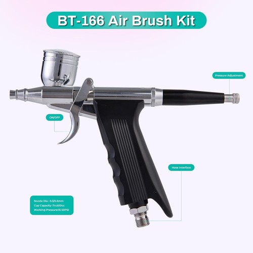 50 PSI 0.3mm Nozzle Airbrush Kit Air brush Gun Set for Nails Art Cakes Makeup - Picture 2 of 7