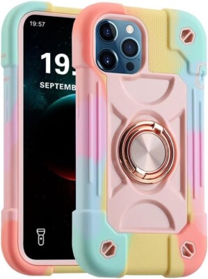 iPhone 15 Pro Max Hülle mit 360° drehbarem Ringständer, Militärqualität, 3-lagig NEU