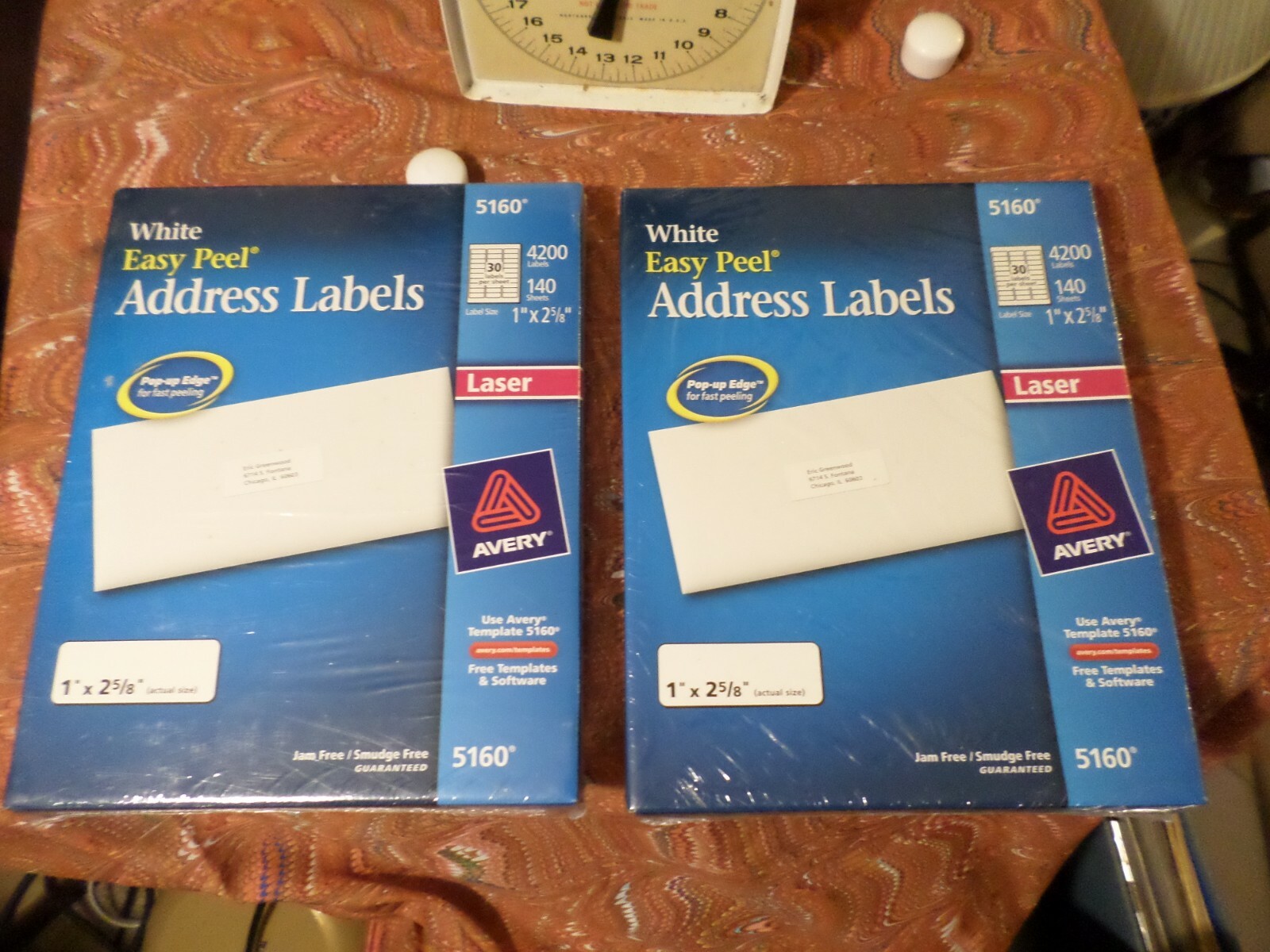 Lot 2(two) Unopen PKS Avery 8160 Easy Peel Address Labels for Inkjet