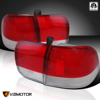 Red/Clear Fits 1996-1998 Honda Civic 4Dr Sedan Tail Lights Brake Lamp Left+Right