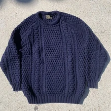 Vintage 70s Rossan Irish Hand Loomed Chunky Bubble Knit Pullover Sweater One Siz