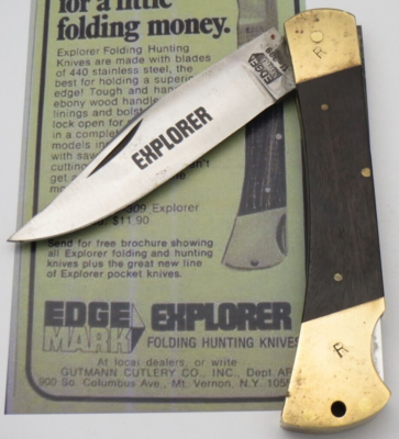 Vintage EXPLORER EDGE MARK JAPAN 11-309 Lockback Knife - 440