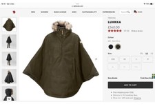 Fjallraven Luhkka Poncho Cape G-1000 Unisex Dark Olive Size Xs Rrp£340
