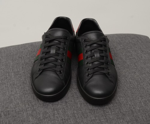 Scarpe sneakers uomo autentiche Gucci Ace pelle nera taglia UK 8,US 9,EU 42