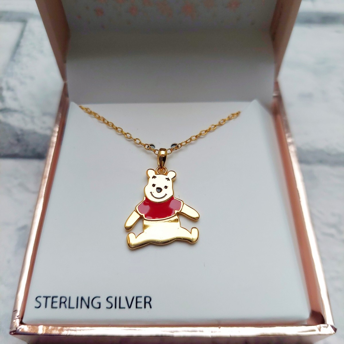 Disney Silver Kids Childrens Gold Tone Winnie The Pooh Necklace
