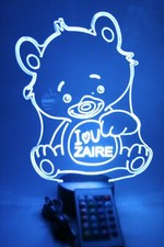 I Love You Teddy Bear Night Light Up Table Lamp LED Personalized FREE,  Remote