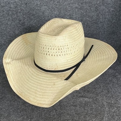 American Hat Company Straw Cowboy Hat Men's 7 1/8 Pali Rope 4  Brim ISSUES