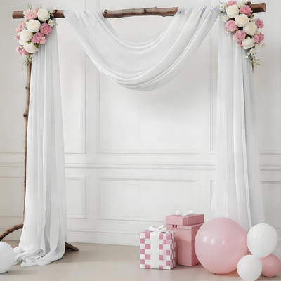White Wedding Arch Draping Fabric 29'' X 20FT Sheer Drapes Chiffon Fabric for Wed