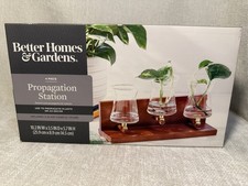 Better Homes Gardens Propagation Station 3 Glass Vases Wood Stand Tabletop
