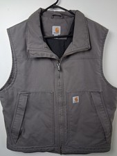 Mens Grey Carhartt Quick Duck Jefferson Insulated Work Vest Size Large Gray