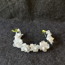 Vintage Bridal Wedding Crown Headband Satin Lace Bendable Headpiece Flower Blue