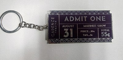 Cadence Theater ~Metal Admit One Ticket Key Chain Aug 31st Matinee Show Purple S