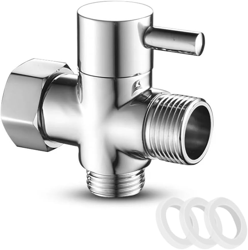 Shower Diverter Valve,G1/2"" Brass Shower Splitter Shower Valve with Rubber Wash