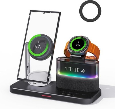 BRIMFORD Magnetic Charger for Samsung, 5 in 1 Wireless Charging Station Black 