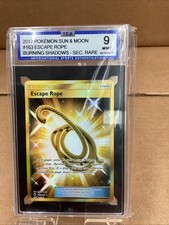 Escape Rope 163/147 - Pokemon Sun & Moon Burning Shadows Secret Holo ISA 9 MINT on eBay