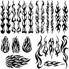 4 Styles 4Pcs Reflective Car Sticker Black Fire Racing Sports Stripe Car Flame