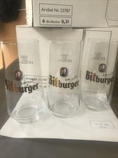 6x Bitburger Bierglas Bit-Becher - 0,3 l Gläser Set Bauchform Geeicht für Gastro