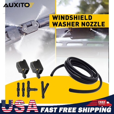 #ad 2x Windshield Wiper Washer Squirter Nozzle Spray Jet Kit Fluid Hose Universal $10.99