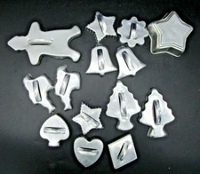 Lot 13 Vintage Aluminum Mirro Cookie Cutters Christmas Animals Axe Star Mold