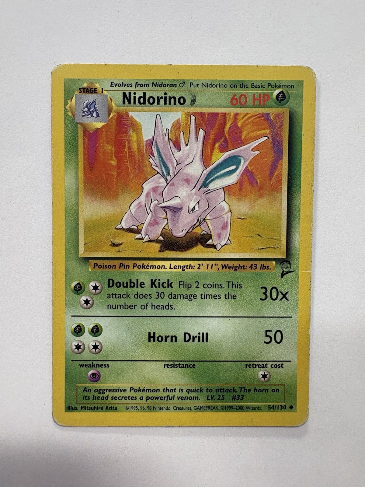 Pokémon Nidorino Stage 1 54/130 Base Set 2 Uncommon
