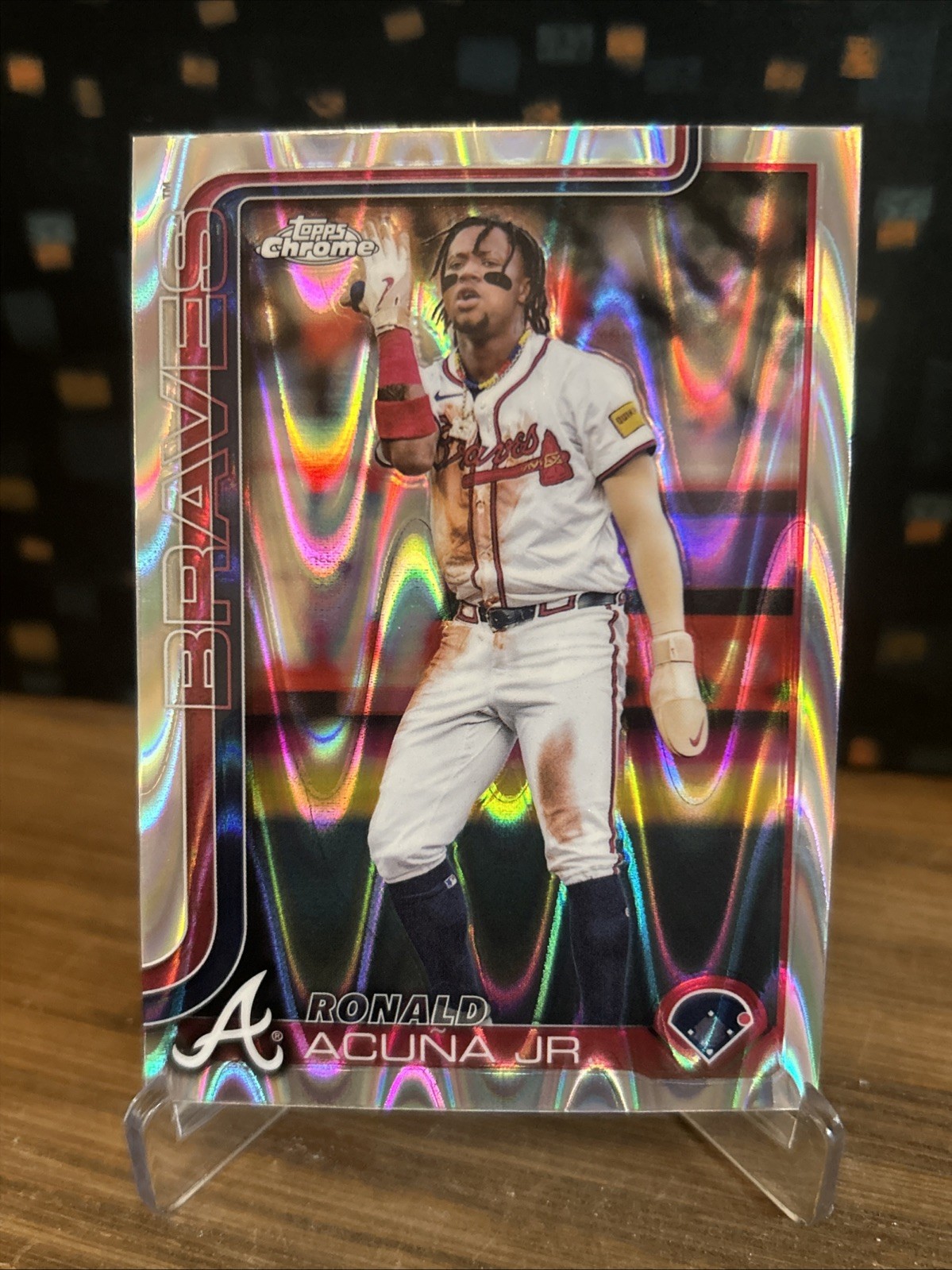 2025 Topps Chrome Ronald Acuna Jr Raywave Refractor Card #257 Braves