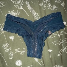 Victoria  s Secret Women  s Lacey Blue Cheeky Panties Size L NWT