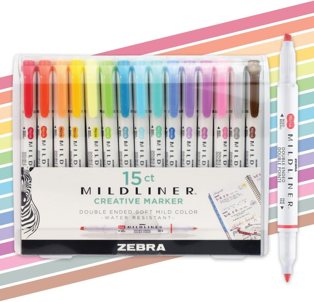 Marker Set Broad And Fine Point No Bleed Assorted Colors 15