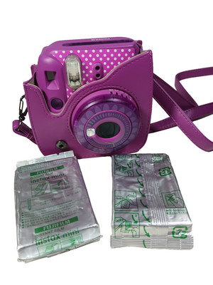 Fujifilm Instax Mini 9 Hot Pink Purple Instant Film Camera Case and 2 Film Packs