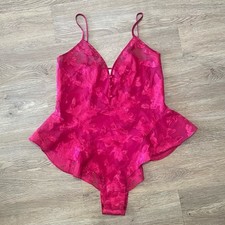 90s Victoria Secret Gold Label Vintage Red Floral Bodysuit Coquette Womens Small