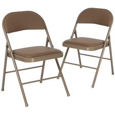 Flash Furniture 2 Pack Hercules Series Double Braced Beige Vinyl Folding Chair