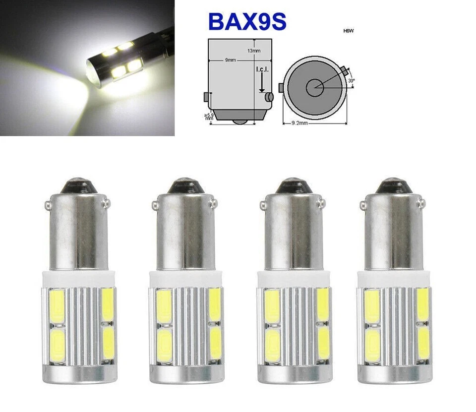 2x BAX9S 12V H6W 434 LED 10 SMD Standlicht Rennsport Standlichter China POST - Bild 2 von 4
