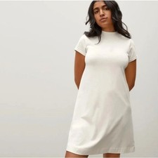 Everlane Womens Weekend Swing Dress Small Cream Canvas Short Sleeve Aline NWT