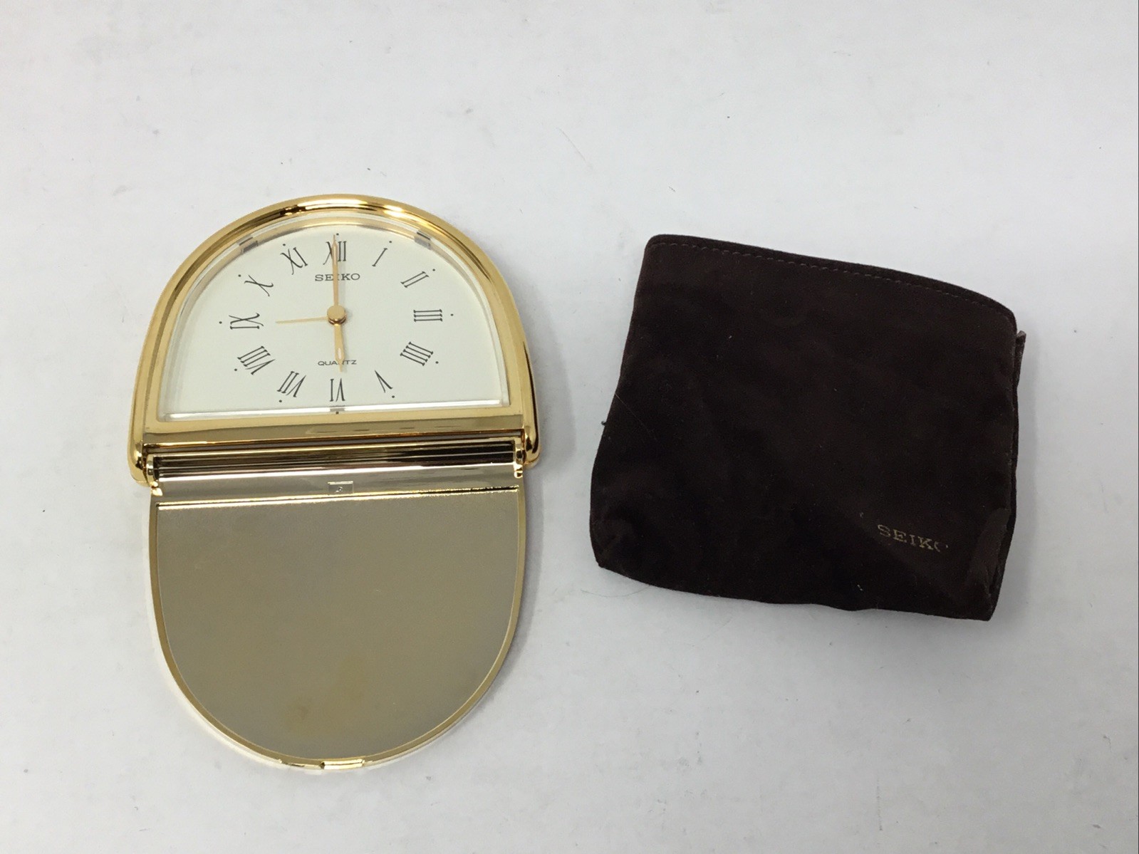 VTG Seiko Gold Plated & Wood Veneer Traveling Alarm Clock QQQ182B JAPAN Tested!