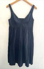 BANANA REPUBLIC Black Sleeveless V Neck Plunge Midi Dress Fit Flare Size 4