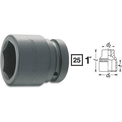 Hazet 1100S 6kt.-Kraft-Steckschlüssel-Einsatz/Nuss 1 Zoll, 24 - 60 mm