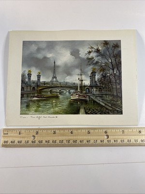Vintage Paris Tour Eiffel Pont Alexandre III Art Print 8''x 6''