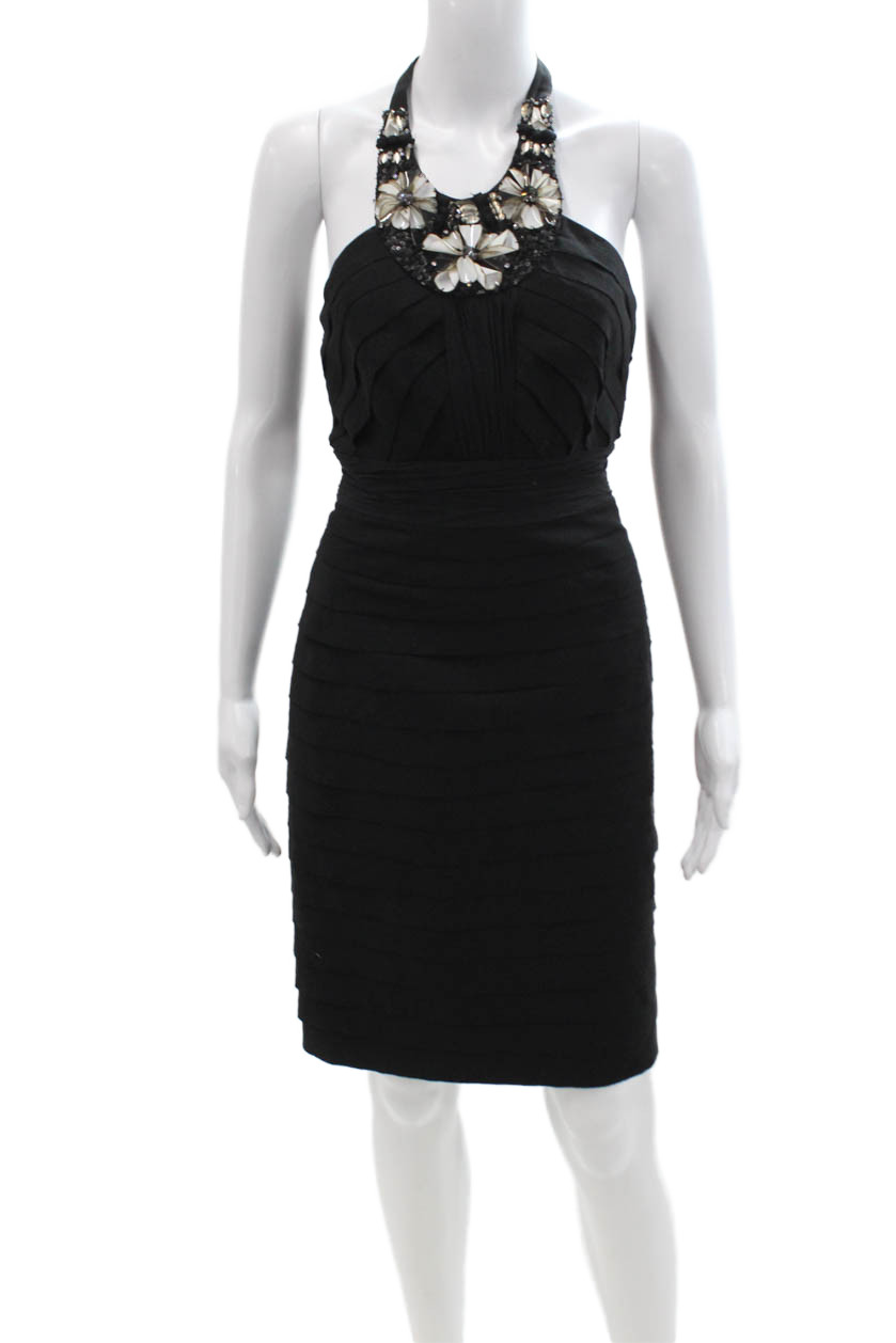 Theia Womens Black Bodycon Pencil Dress Sleeveless Tie Size 0Free Shipping in US $100+ Orders | $6.95 Orders Below