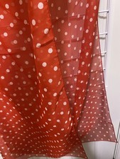 Vintage ECHO RED  WHITE Polka Dot Polyester SCARF or WRAP 48  x 48  