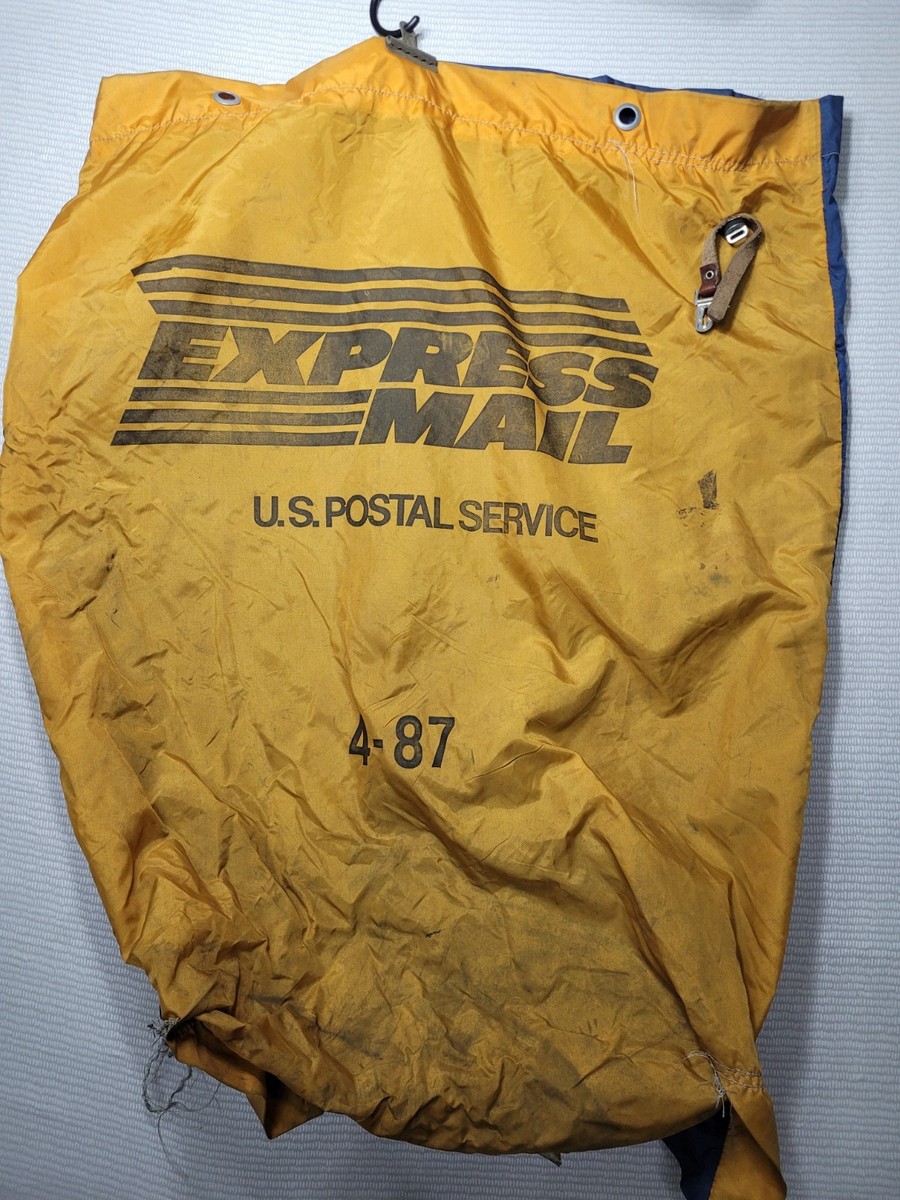 米国郵便US.Mail ビンテージ＊超ジャンボ バッグ＊イエローゴールド美品 1234 US Postal Service USPS Express Nylon Mail Bag 4-87 24x33 Vtg